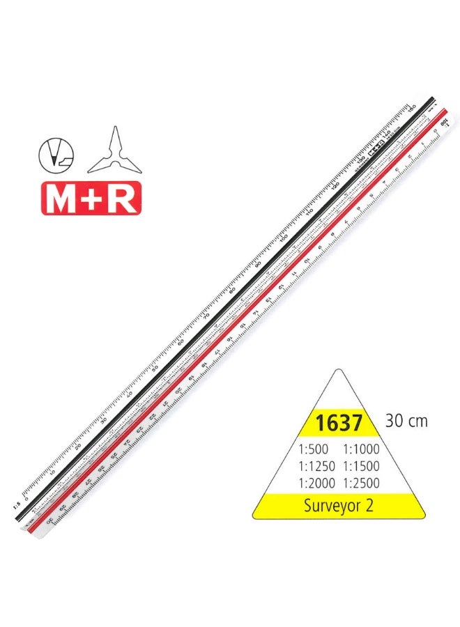 M+R 30cm Triangular Scale Ruler - German Made High-Precision Scale - Image 1